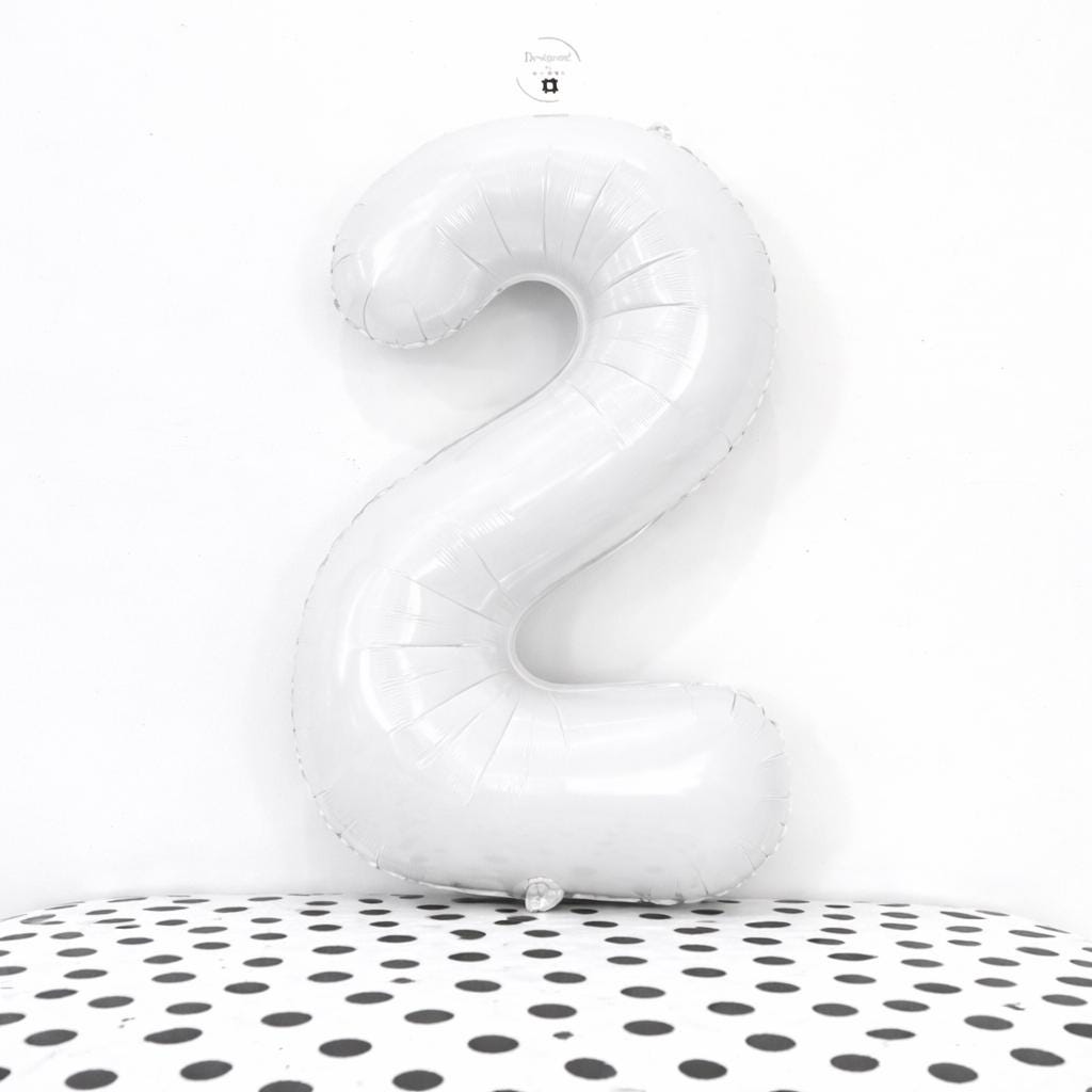 Giant White  Number 2 Foil Balloon | 34" Birthday Party Decor