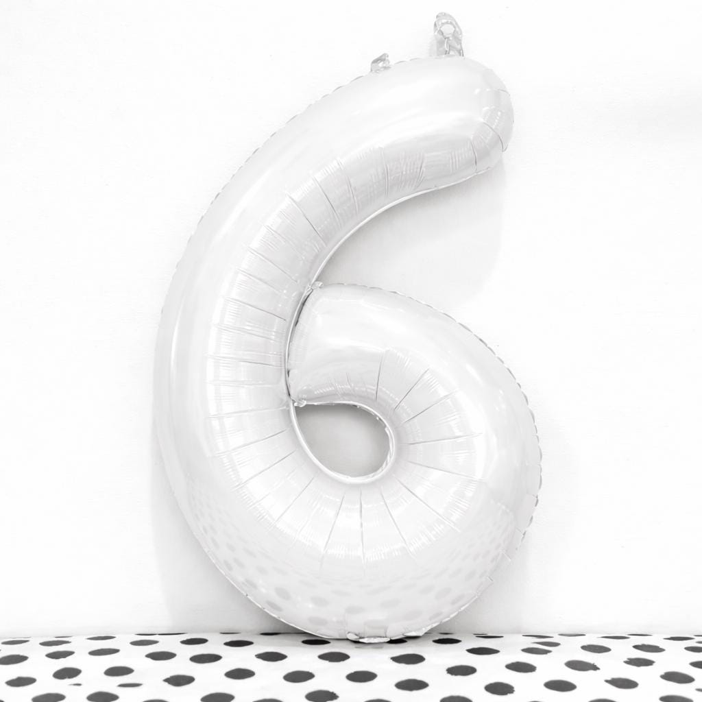 Black Number 6 Balloon | Modern Foil Balloon for Milestone Party or Anniversary Decor