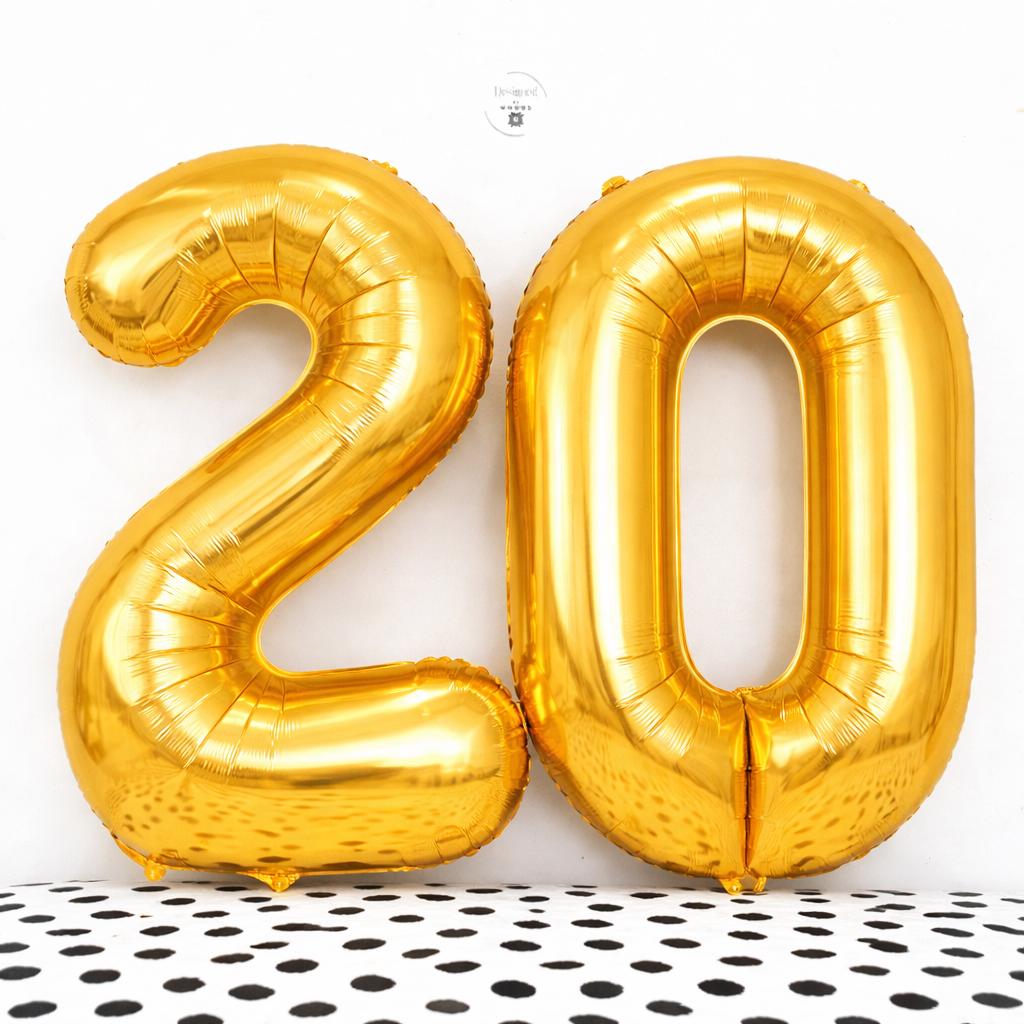 Silver Number 20 Foil Balloons | 20th Birthday Anniversary