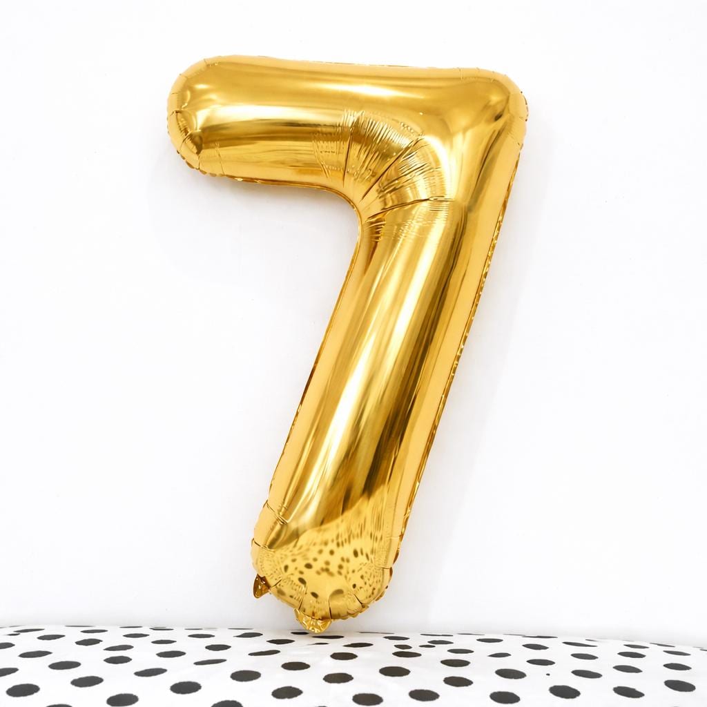 White Number 7 Foil Balloon | 34" Birthday Party Decor