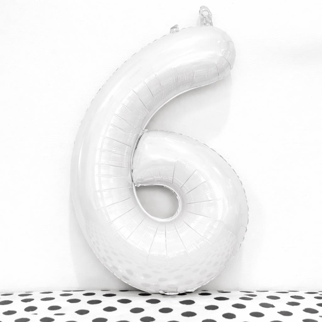 Black Number 6 Balloon | Modern Foil Balloon for Milestone Party or Anniversary Decor