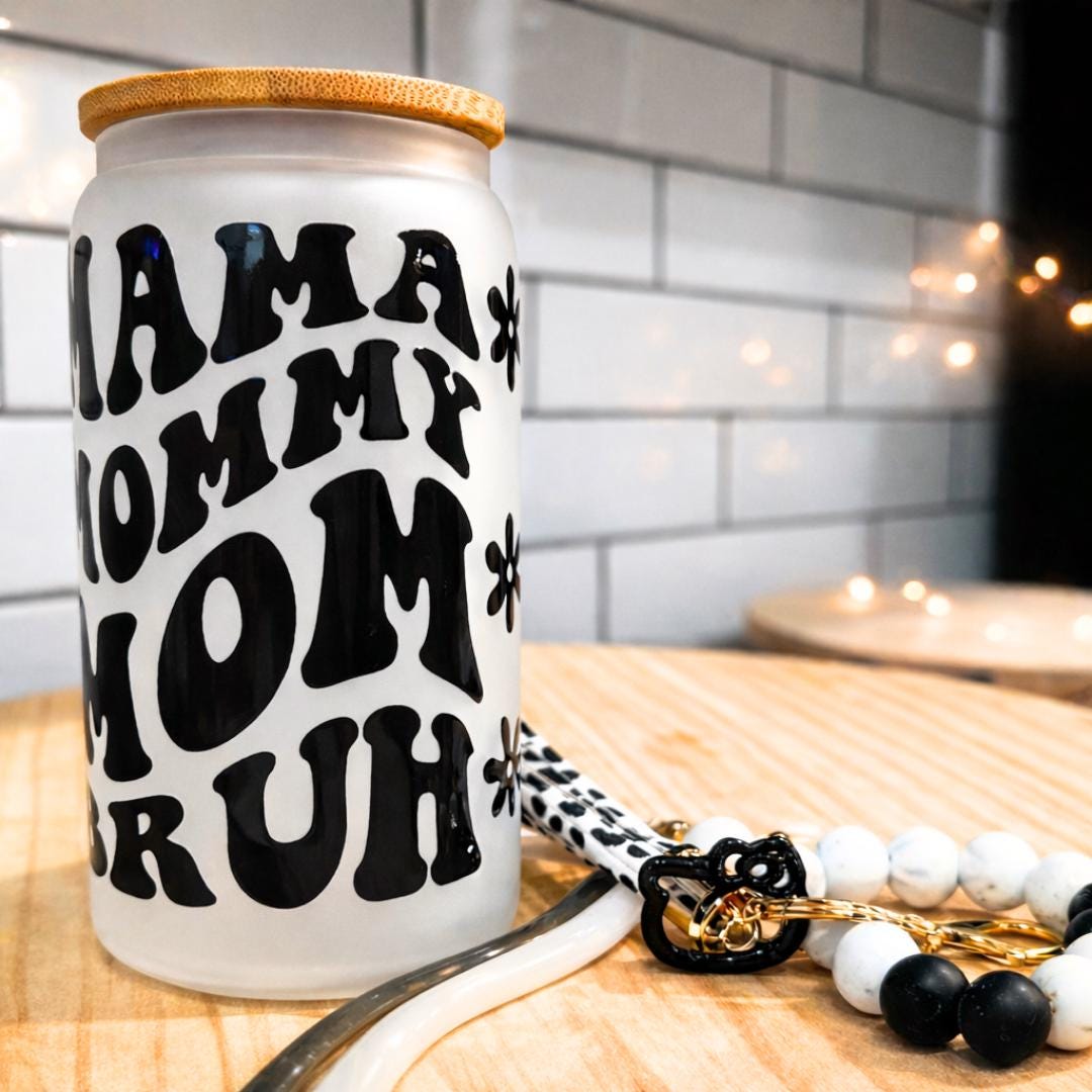 Mushroom Glass Tumbler Teacher Gift Nurse Appreciation Mothers Day Bamboo Lid Reusable Straw Kitchen Cup Nature Inspired Eco Friendly