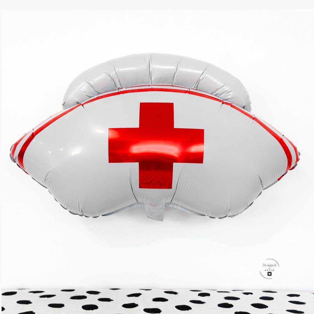 Pink Nurse Hat Mylar Balloon: Graduation, Medical Party Supply Accessory