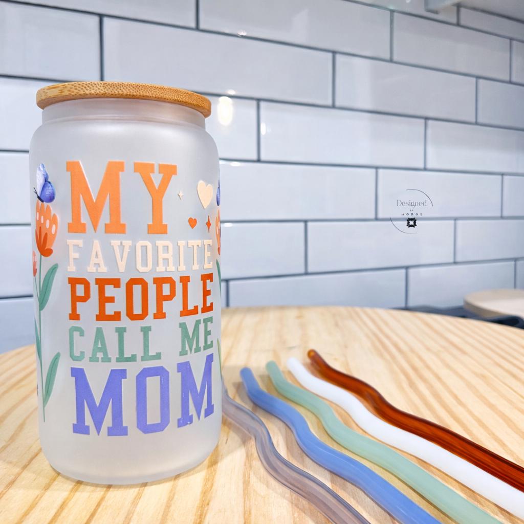 Frosted Glass Mom Tumbler with Beaded Wristlet and Straws – Mother's Day Gift