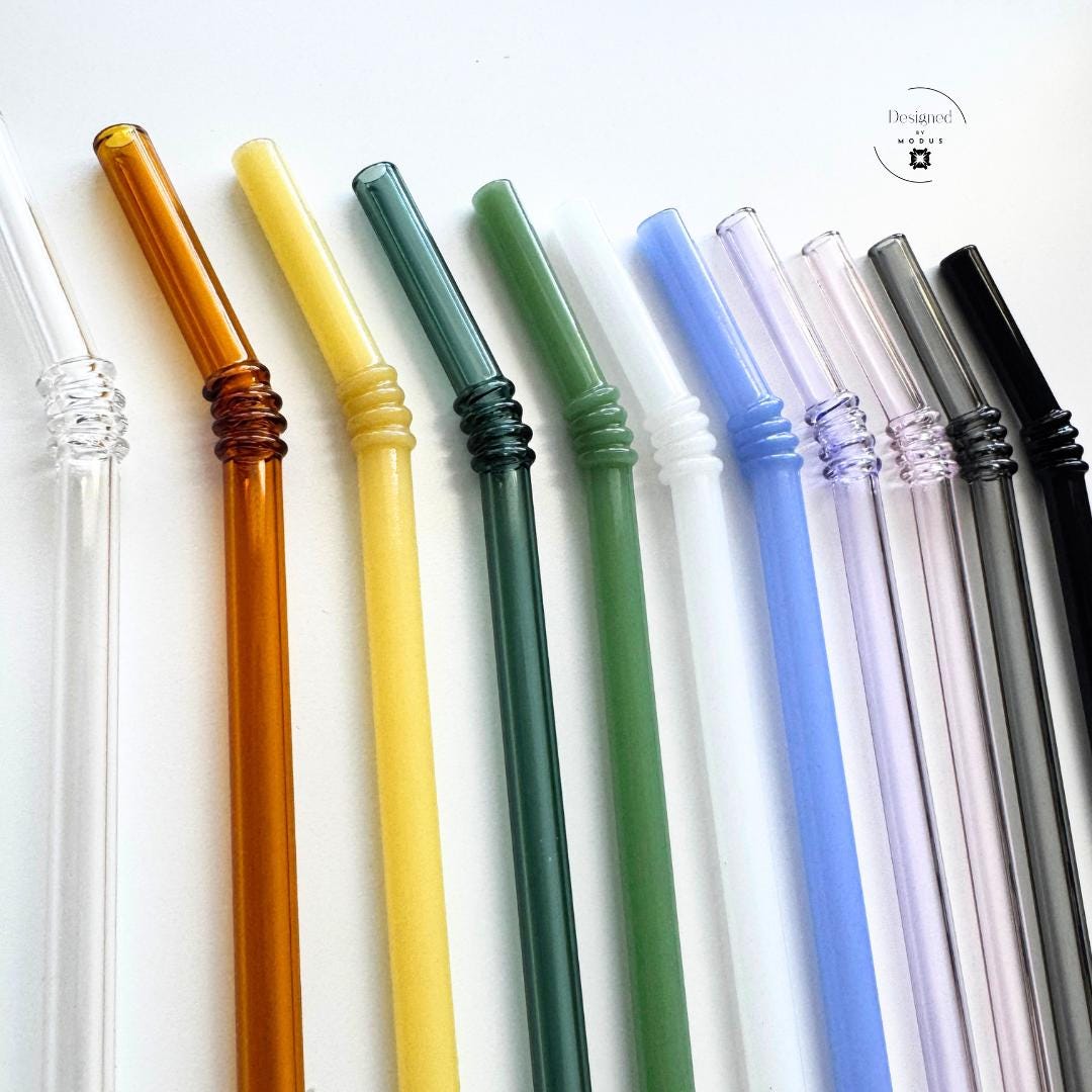 Glass Drinking Straw Eco Friendly Sustainable Alternative Plastic Free Zero Waste Reusable Sipper Dishwasher Safe Cold Beverage Smoothie
