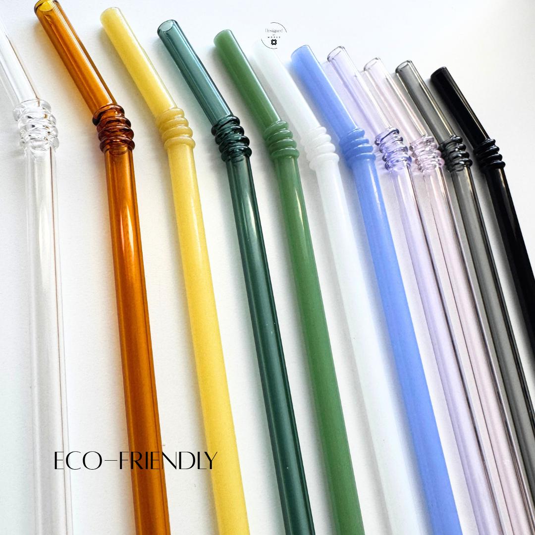 Glass Drinking Straw Eco Friendly Sustainable Alternative Plastic Free Zero Waste Reusable Sipper Dishwasher Safe Cold Beverage Smoothie