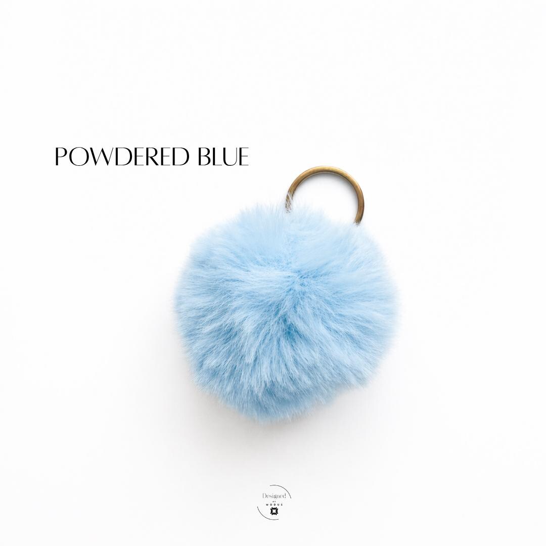 Blue Pompom Keychain Bag Charm Purse Accessory Birthday Gifts Teen Girls Backpack Attachment Fluffy Keyring Stocking Stuffers Party Favors