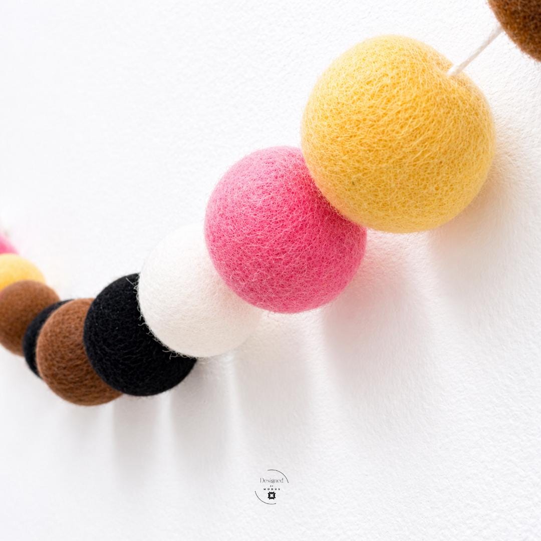 Wool Ball Garland Teacher Appreciation Gift Idea Classroom Wall Hanging School Education Theme Nursery Wool Banner Teacher Decor Office