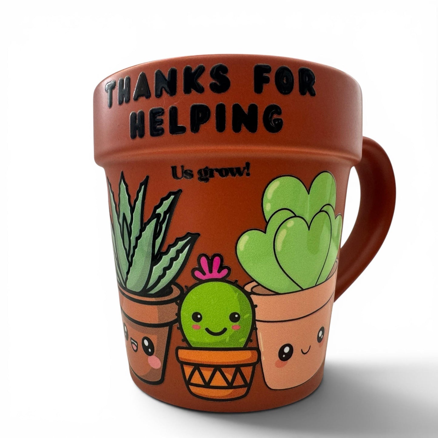 Ceramic Coffee Drinkware Teacher Gift Mug Succulent Design Graduation Thank You Present End School Year Appreciation Cactus Graphics Terracotta Rust Color Helping Grow Message Mentor Gratitude Recognition Classroom Assistant Gift