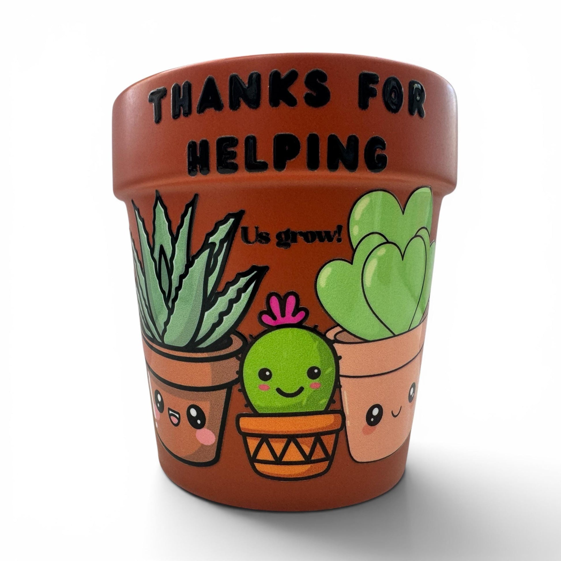 End School Year Gift Teacher Appreciation Mug Classroom Helper Thank You Present Succulent Cactus Coffee Cup Ceramic Drinkware Graduation Recognition Terracotta Design Helping Us Grow Message Mentor Gratitude Educational Professional Gift