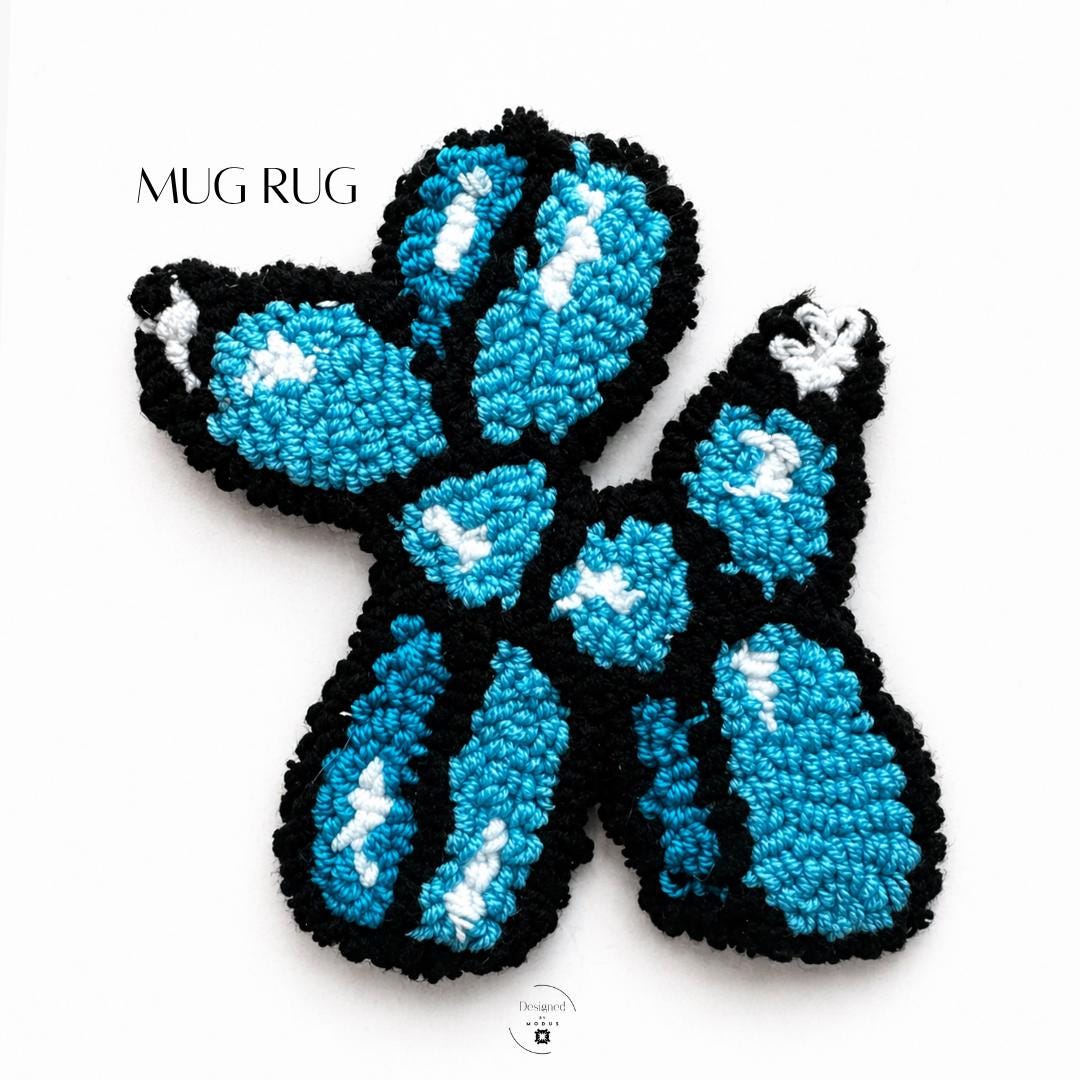 Crochet Mug Rug Balloon Animal Coaster Turquoise Coffee Mat Kitchen Table Desk Accessory Home Office Drink Holder Housewarming Gift Tea