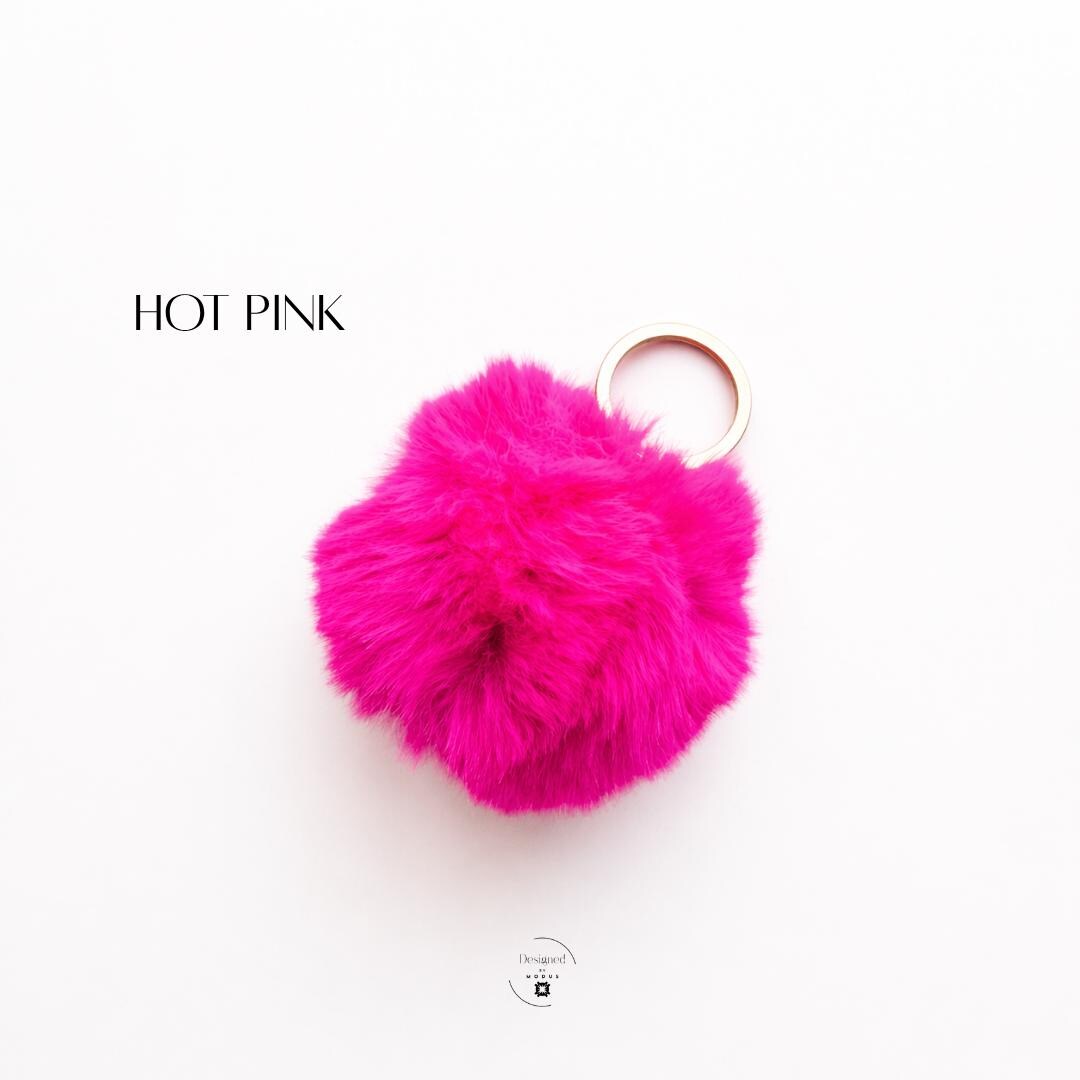 Teen Girl Birthday Gift Fluffy Pom Keychain Bag Charm Accessory Pink Faux Fur Ball Kawaii Cute Design Stocking Stuffer Party Favor Present Three Inch Diameter Soft Material Backpack Zipper Pull Charm Metal Keyring Attachment Purple Magenta