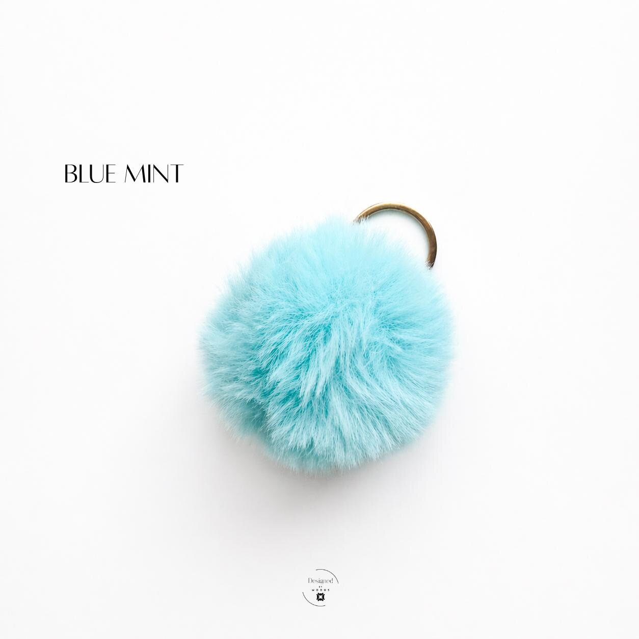 Blue Pompom Keychain Bag Charm Purse Accessory Birthday Gifts Teen Girls Backpack Attachment Fluffy Keyring Stocking Stuffers Party Favors