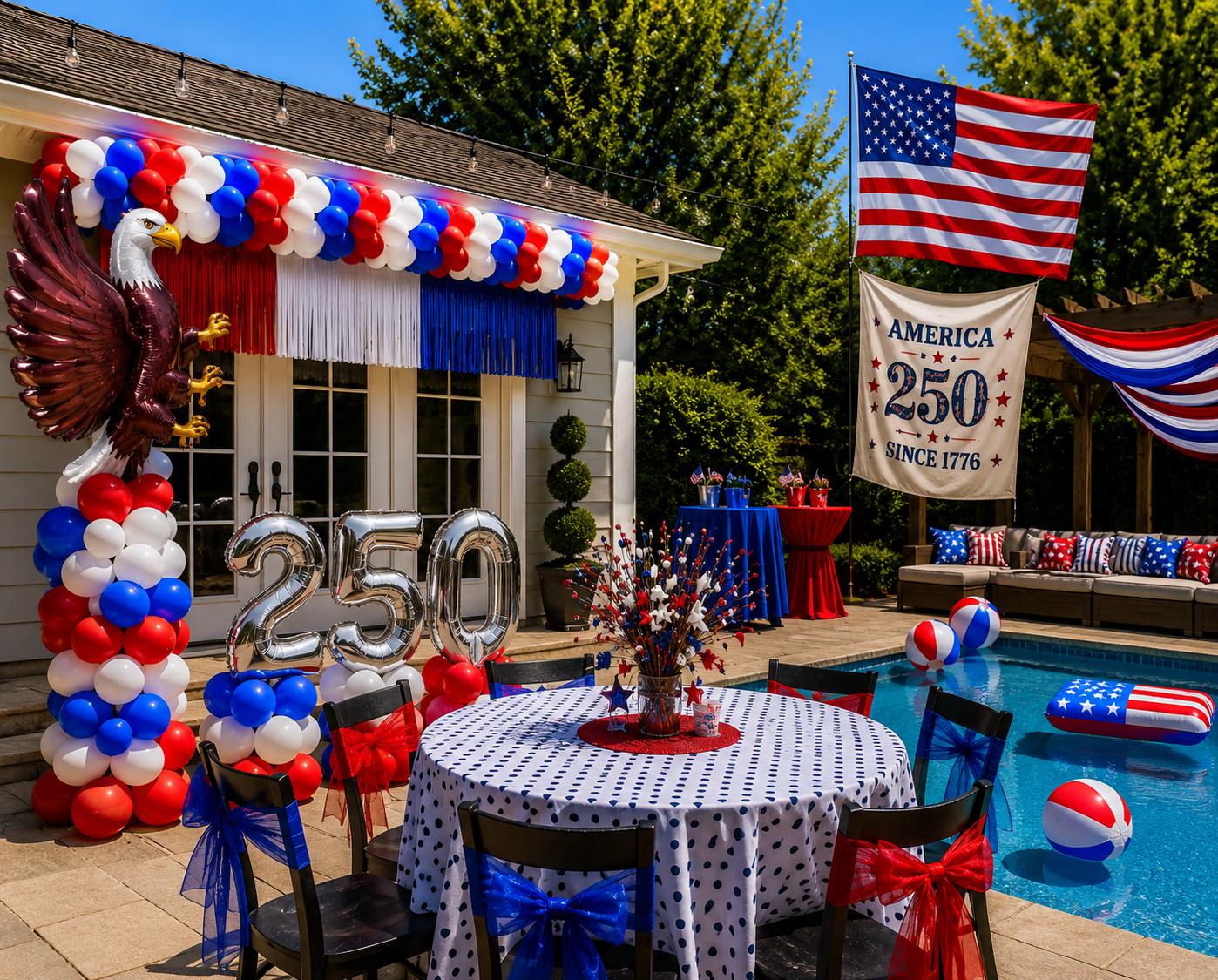 Memorial Day Veterans Holiday Celebration American Flag Balloon Patriotic Mylar Foil Inflate Design Red White Blue Stars Stripes Silver Flagpole Fourth July Party Supplies Americas 250th Birthday Anniversary Independence Event Gathering