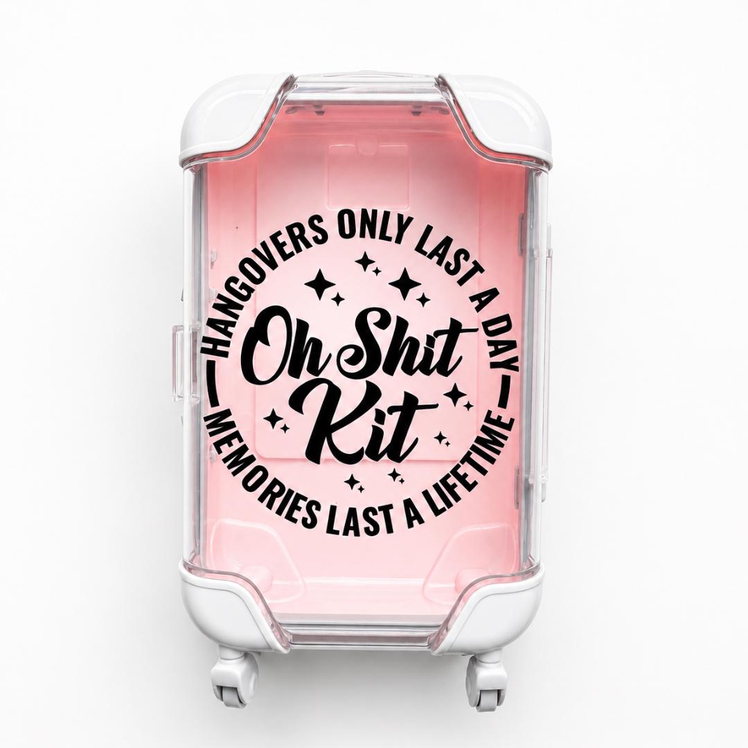 Miniature Suitcase Storage Container Bachelorette Party Favor Kit Functional Wheels Design Protective Corners Box Wedding Party Gift Bridesmaid Bachelor Groomsmen Present Hangover Survival Kit Essential Oh Shit Kit Novelty Bridal Shower