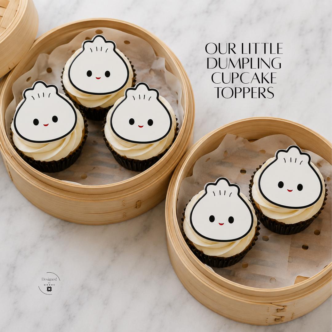 Dumpling Cake Topper First Birthday Celebration Centerpiece Baby Milestone One Year Old Party Sign Acrylic Custom Character Asian Themed Infant Smash Cake Photography Prop Dessert Display Table Setting Personalized Colors Text Our Little