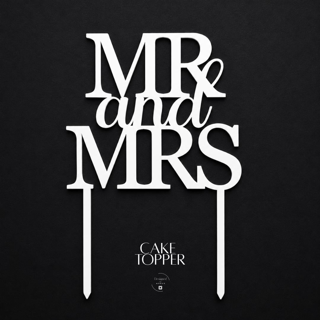 Wedding Cake Topper Mr Mrs Acrylic Sign Bride Groom Reception Centerpiece Table Display Cursive Script Lettering Heart Design Detail Ceremony Ornament Romantic Couple Marriage Celebration Engagement Party Black White Options Premium Quality