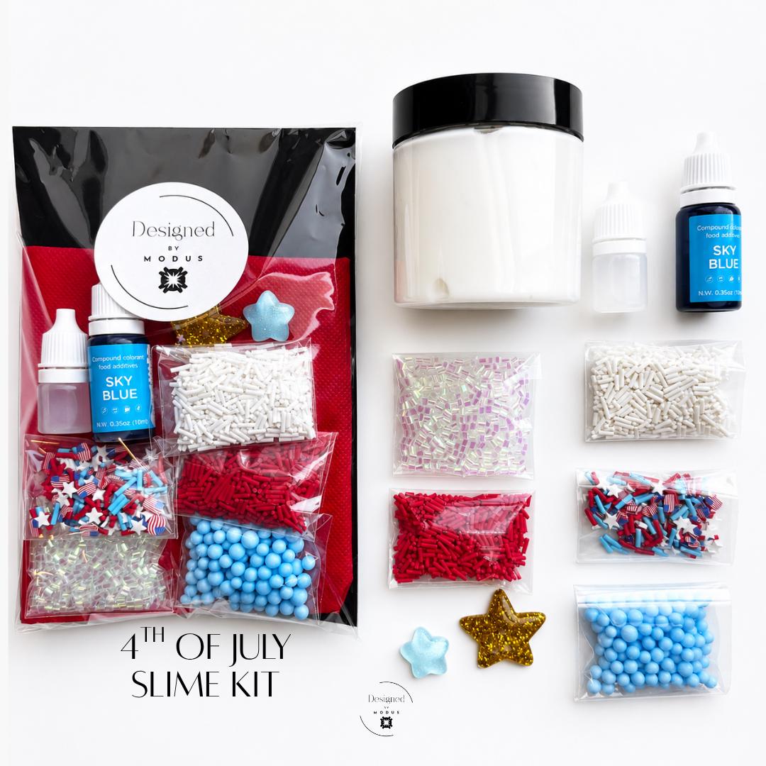 Patriotic Slime Kit Independence Day Activity Children Craft Supplies Summer Camp Sensory Play Party Favor Kids Birthday Gift Set Red White Blue Making Collection Holiday Celebration Entertainment Hands On Creative Project American Themed