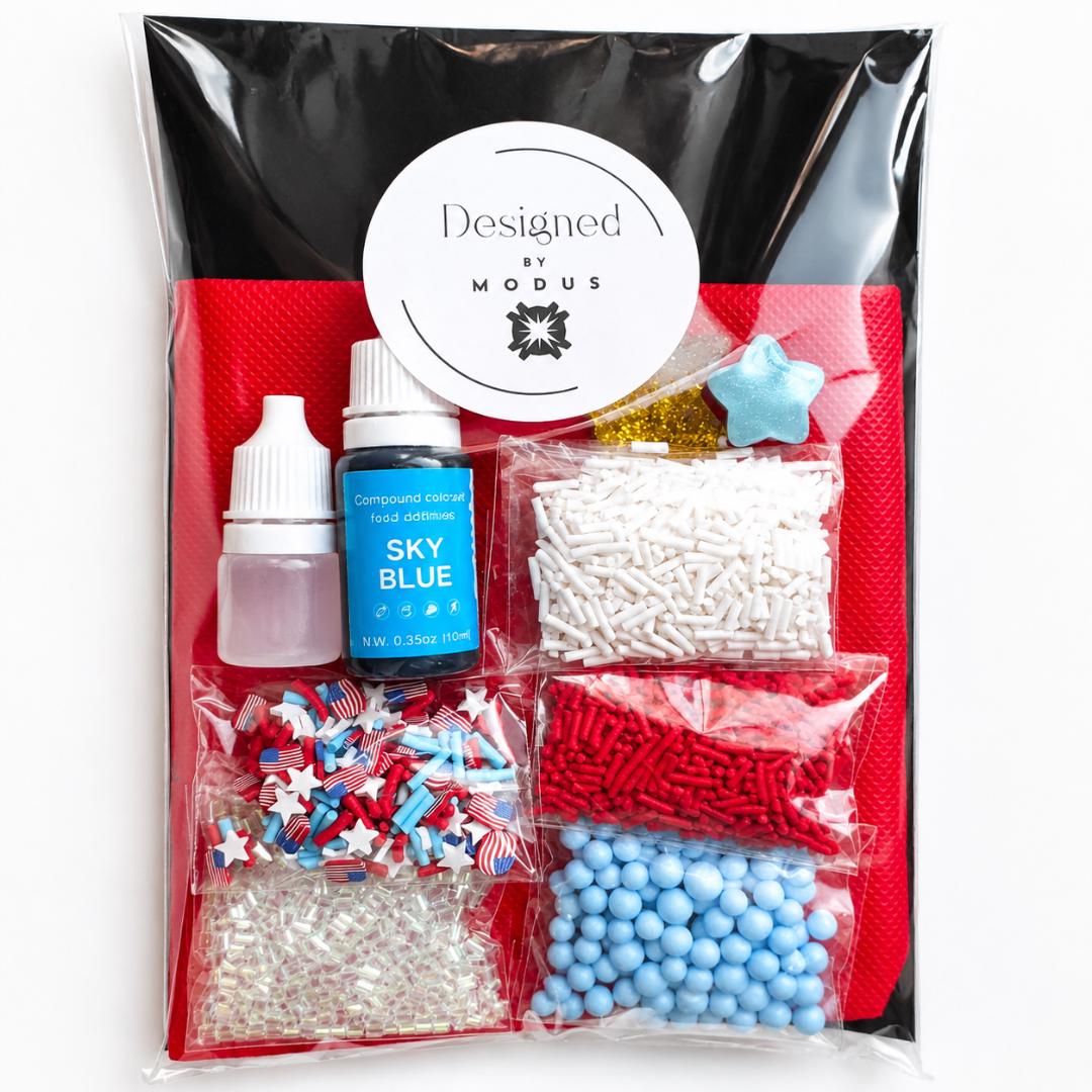 Red White and Blue Slime Kit:  Kids Craft Activity, Sensory Play Party Favor