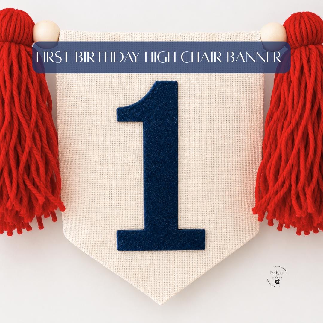 High Chair Banner First Birthday July Celebration One Year Birthday Party Patriotic Theme Red White Blue Birthday Cake Smash Photo Backdrop