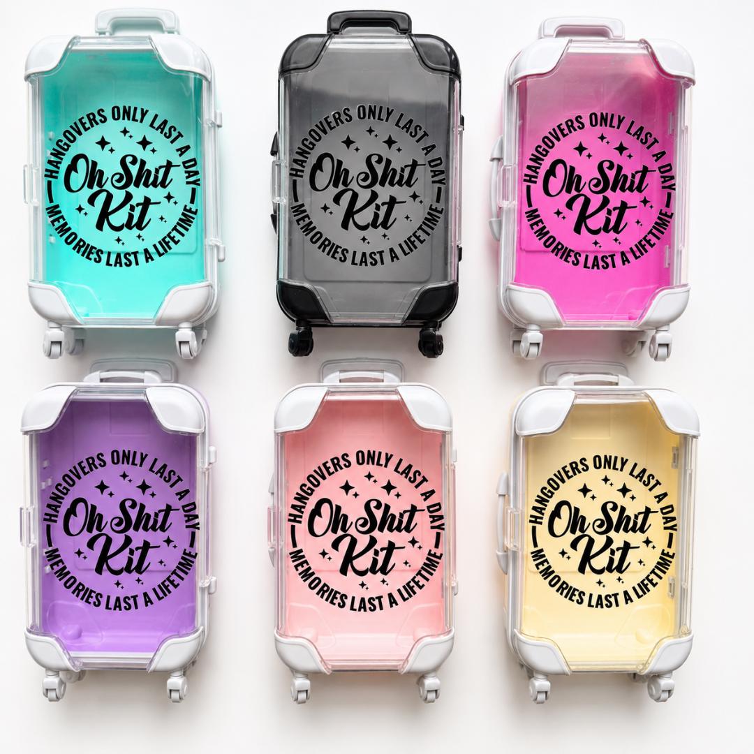 Wedding Party Gift Container Storage Kit Bridesmaid Bachelor Groomsmen Present Bachelorette Party Favor Box Miniature Suitcase Design Hangover Survival Kit Essential Bridal Shower Accessory Novelty Tin Functional Wheels Protective Corners