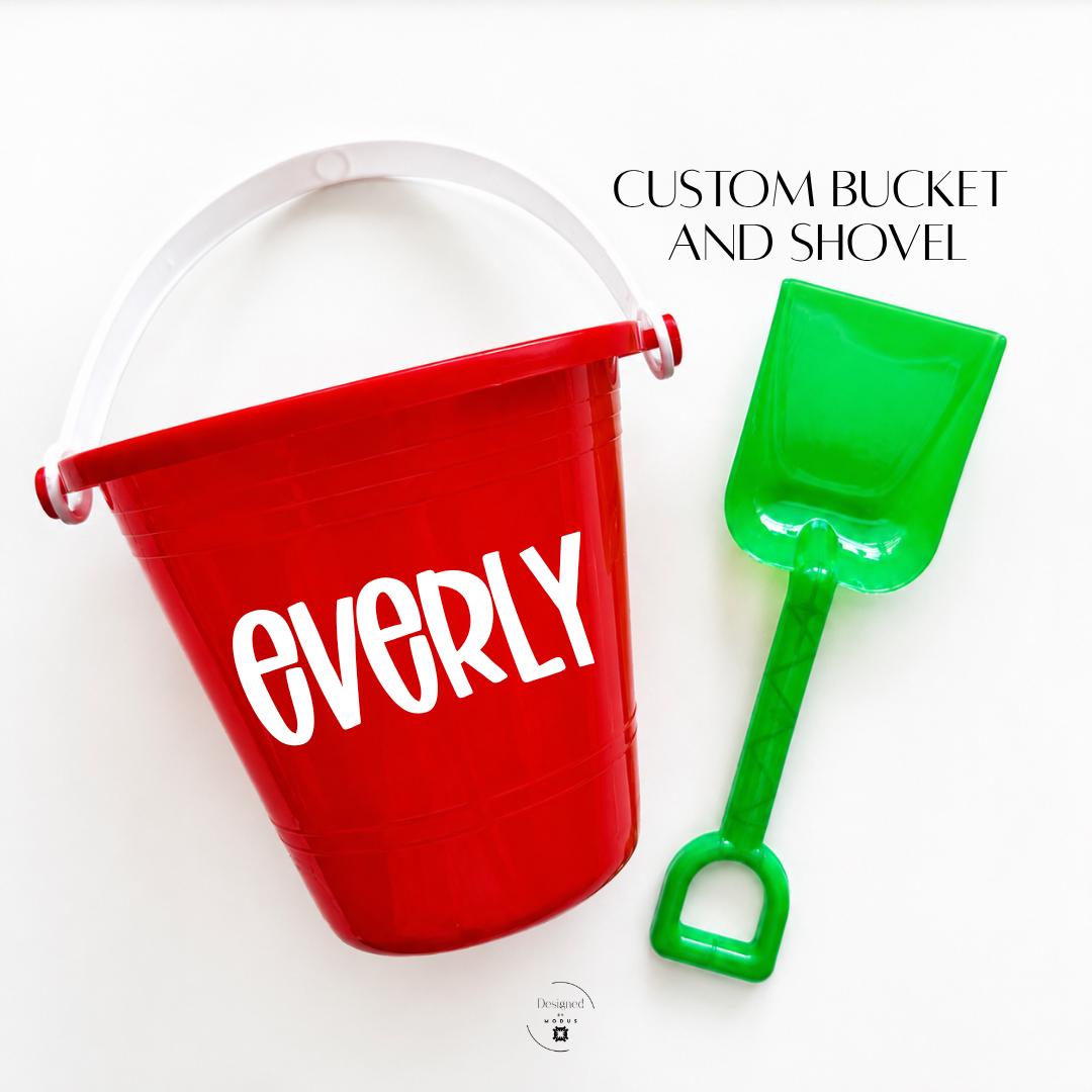 Complete Beach Bucket Gift Set Personalized Name Custom Toddler Present Summer Activity Bundle Kids Outdoor Play Collection Coloring Pages Pencils Bubbles Inflatable Ball Silly Straw Popsicle Sipper Plastic Pail Shovel Birthday Party Guest