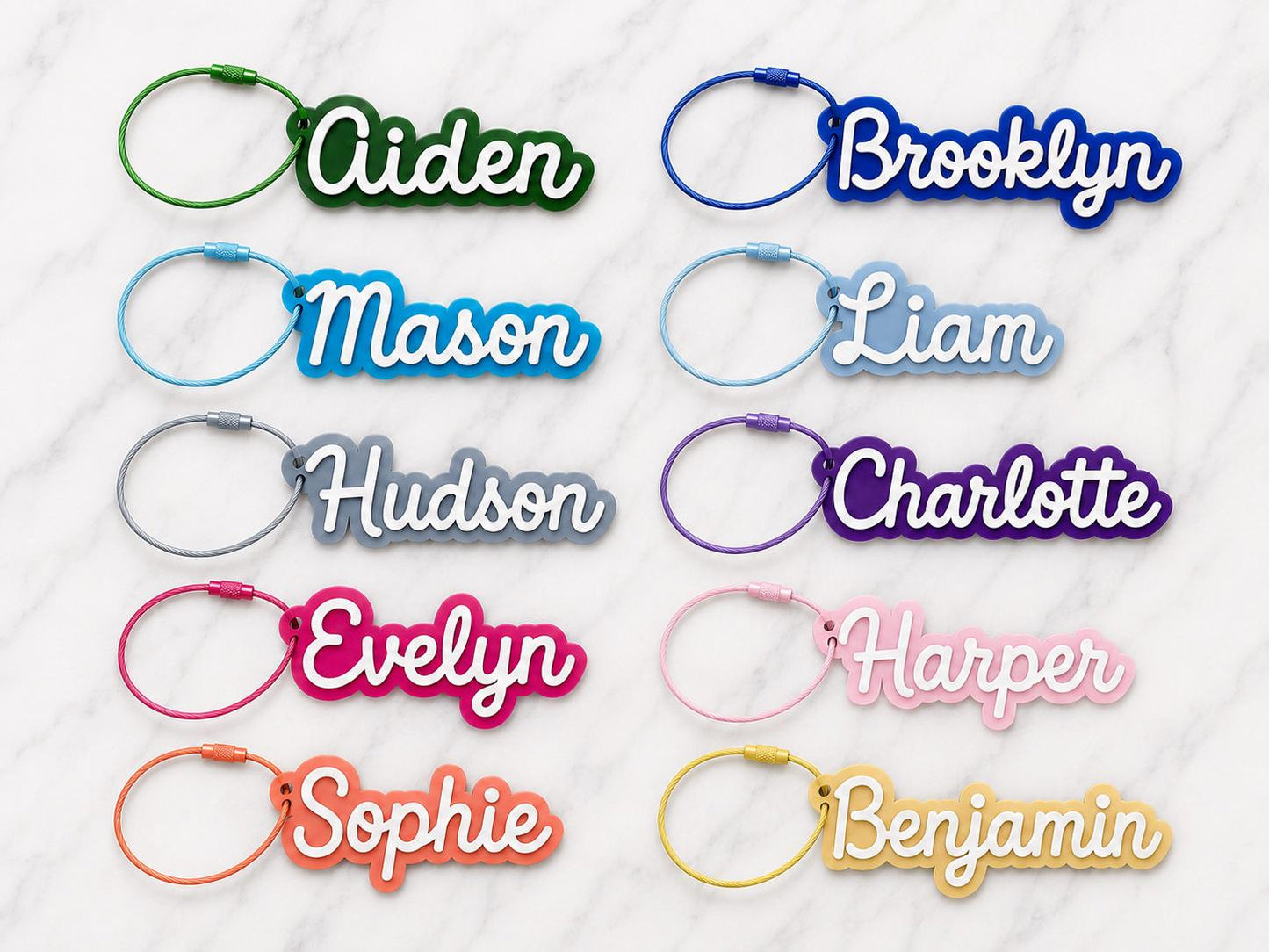 Custom Name Keychain Luggage Tags Backpack Name Tag Personalized Acrylic Keyring Water Bottle Tags Kids Diaper Bag Tag Gift Grandkids