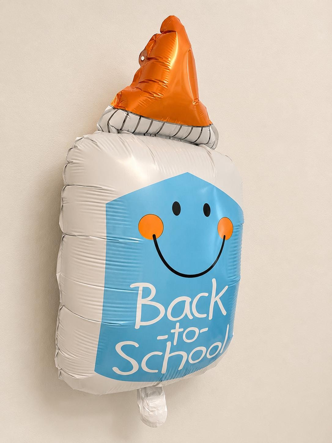 Glue Bottle Balloon Mylar Foil Design Back School Theme Smiling Face Orange Cap White Body 16 Inch Size Teacher Appreciation Gift Classroom Party Decoration First Day Celebration Student Supply Novelty School Theme Premium Quality Party