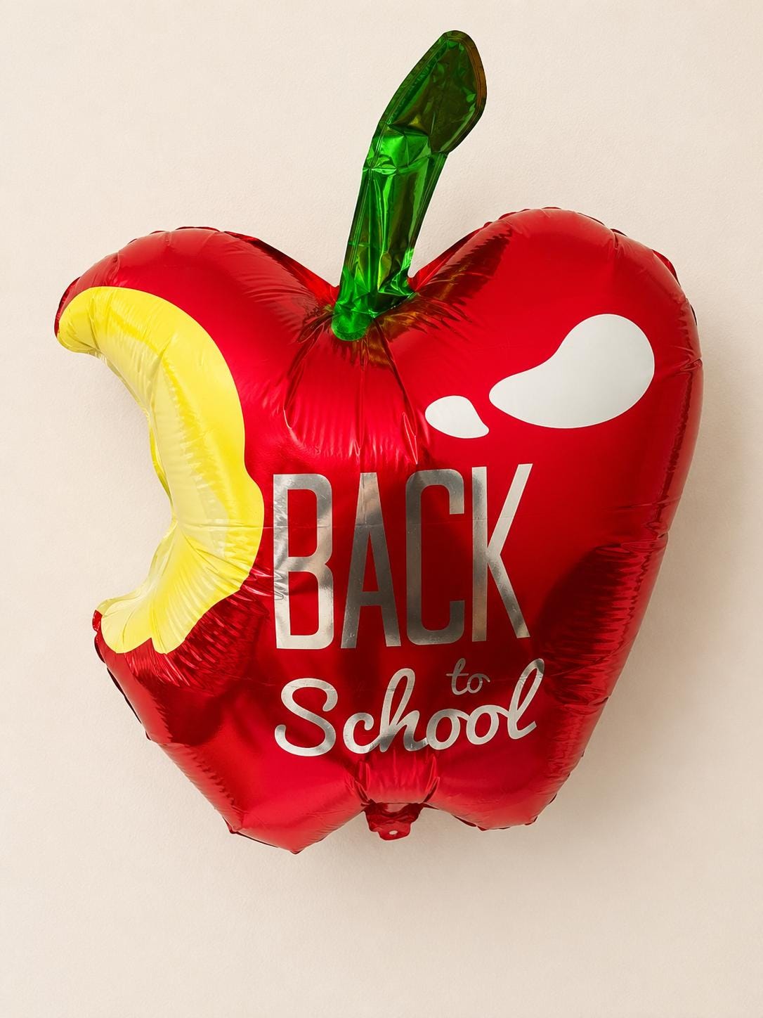 Teacher Appreciation Gift Apple Balloon Back To School Classroom Celebration Supply First Day Photo Prop Kindergarten Party Elementary Student Welcome Red Foil Mylar Balloon Bite Detail Design Yellow Interior Green Stem School Party Supply