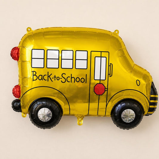 Back To School Balloon Yellow School Bus Foil Mylar Shaped Inflatable Party Classroom Celebration First Day Kindergarten Student Welcome Teacher Appreciation Gift Transport Theme Supplies Children Helium Hanging Display Windows Wheels Stop