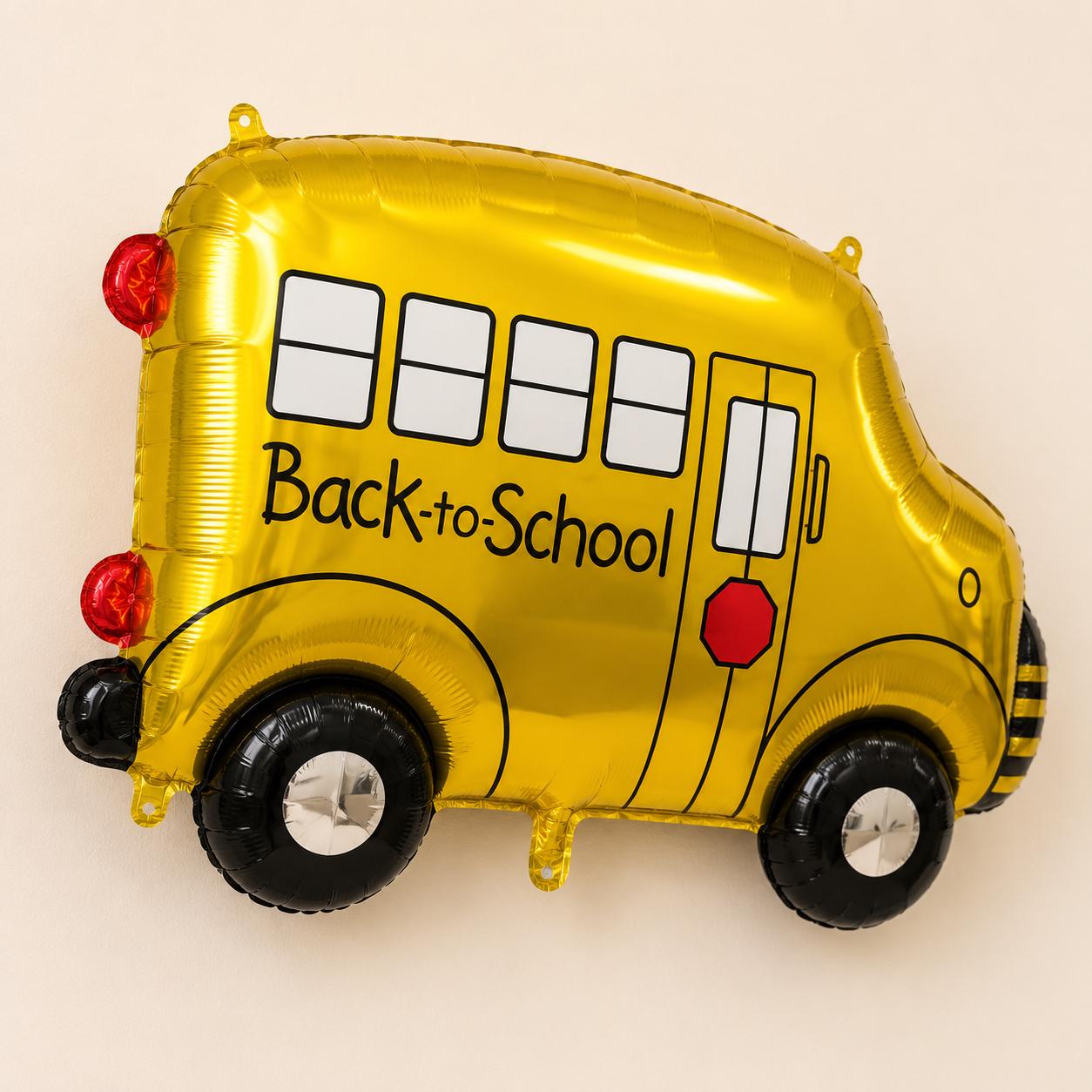 Classroom Celebration Balloon Back To School Yellow Bus Foil Mylar Shaped Inflatable Party Supplies First Day Kindergarten Student Welcome Teacher Appreciation Gift Transport Theme Children Helium Hanging Display Detailed Windows Wheels