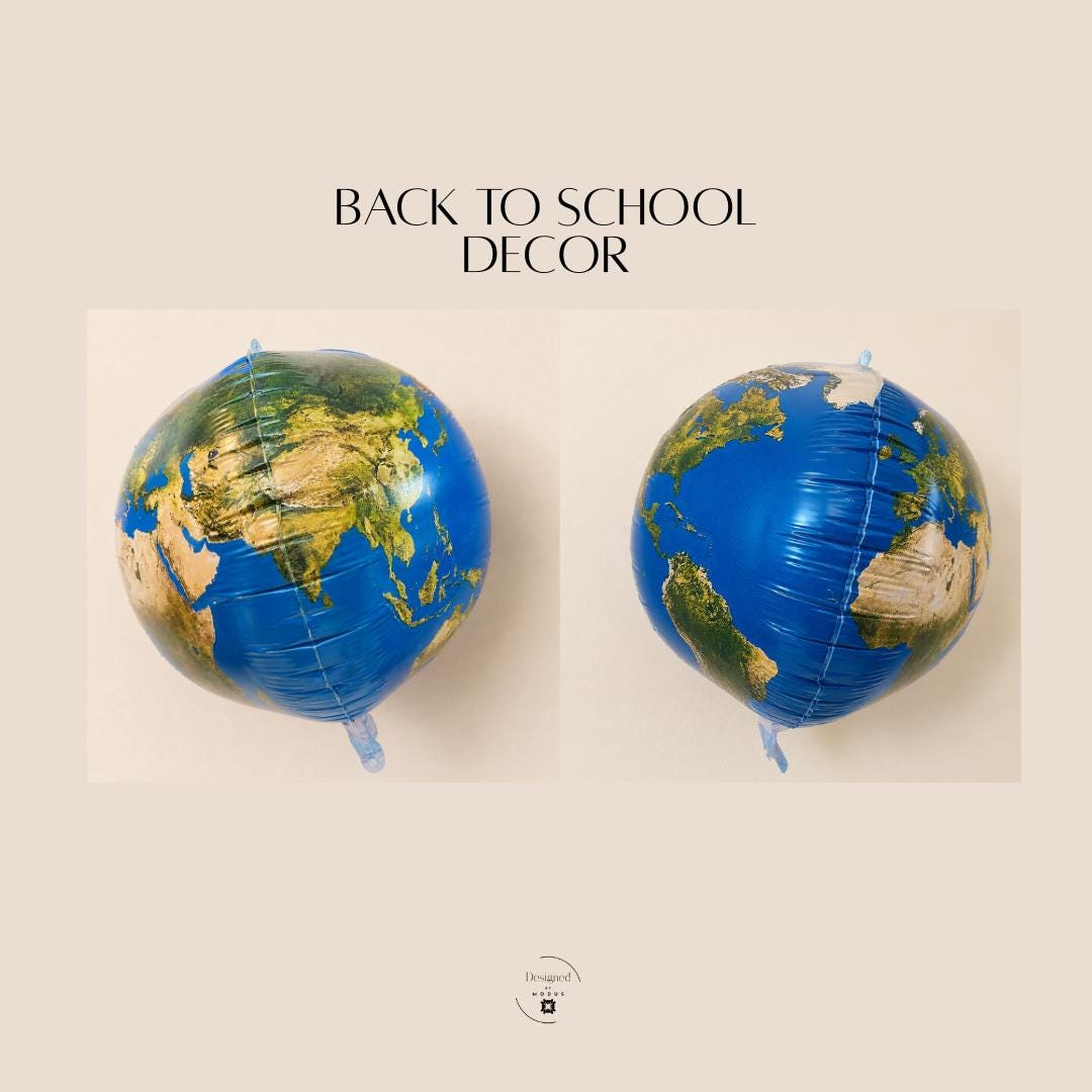 Globe Balloon: Earth Day Classroom Decoration, Geography Learning, Teacher Gift (Air Fill Only)