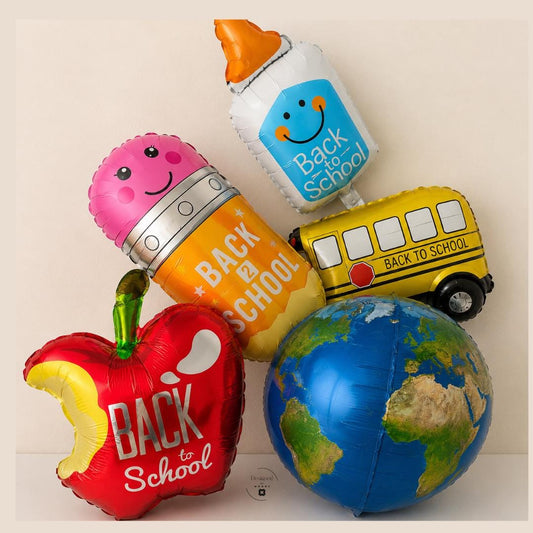 Back to School Bus Balloon Yellow Foil Mylar Shaped Inflatable Party Classroom Celebration First Day Kindergarten Student Teacher