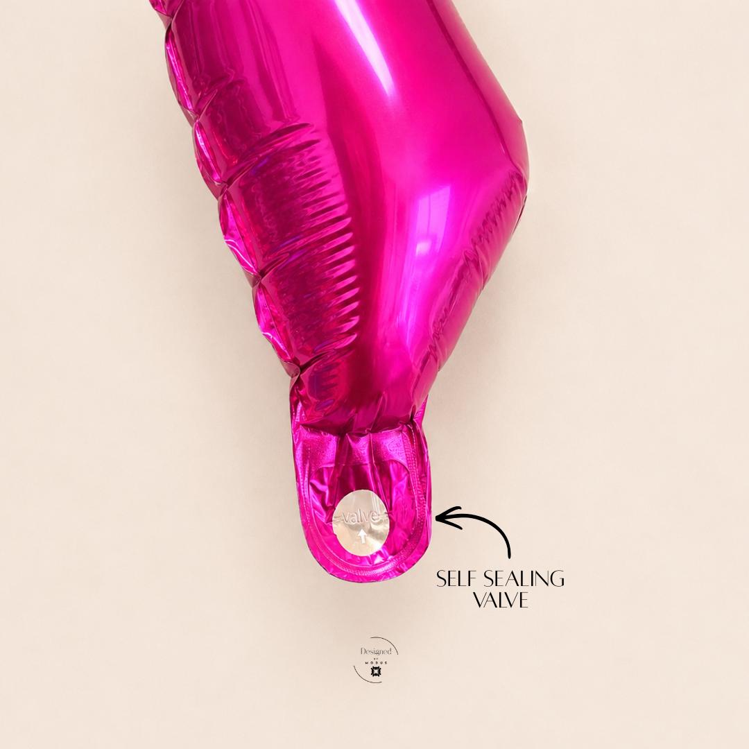 Giant Metallic Balloon Hot Pink Mylar Foil Party Decoration 36 Inch Statement Piece Birthday Girl Celebration Baby Shower Bridal Event Bachelorette Party Supplies Princess Theme Decor Shiny Reflective Surface Scalloped Edge Detail Perfect