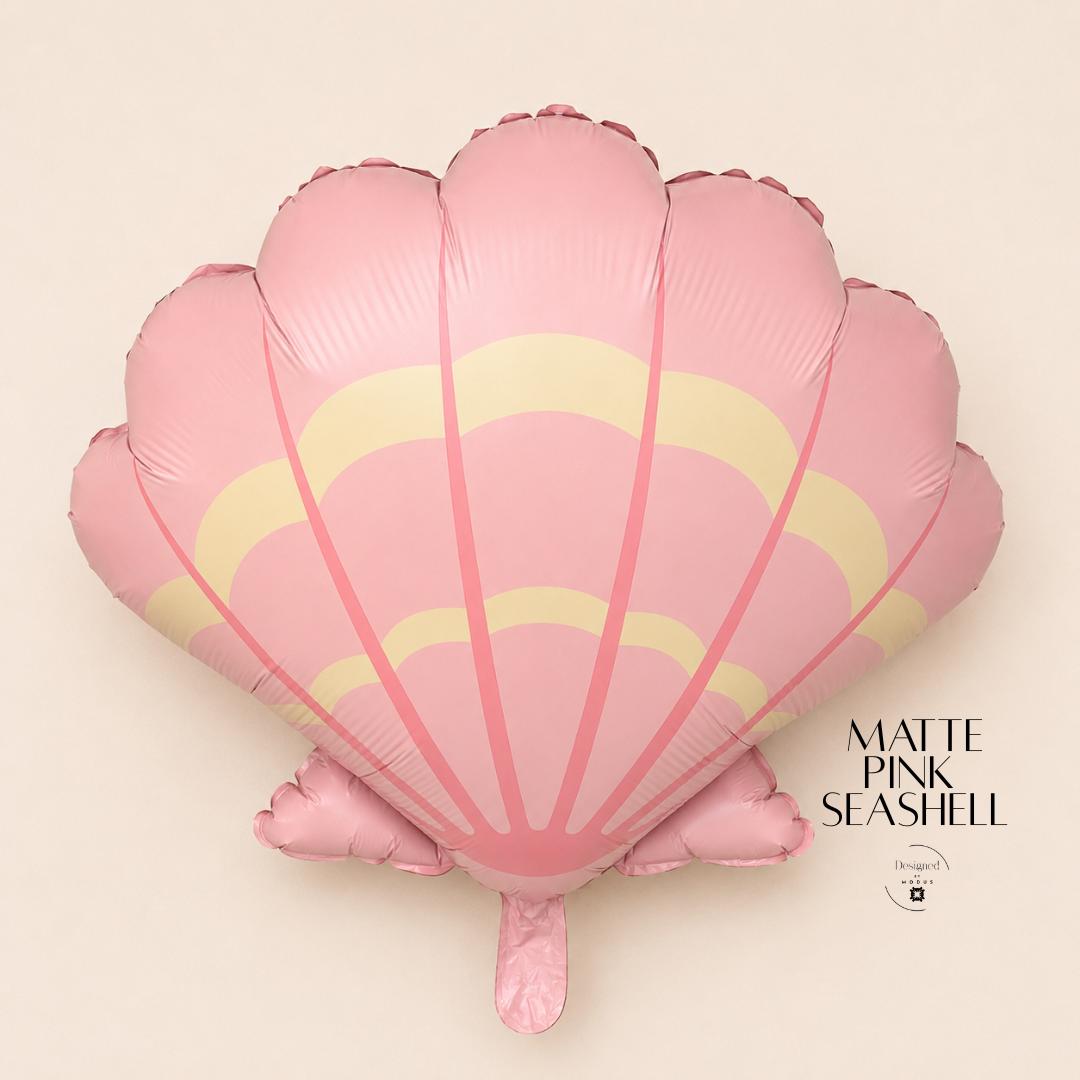 Foil Party Balloon Pink Seashell Design Mermaid Birthday Party Supplies Ocean Theme Beach Celebration 26 Inch Kids Party Photo Backdrop Under Sea Baby Shower Scalloped Edge Yellow Accent Details Self Sealing Valve Perfect Gift Idea