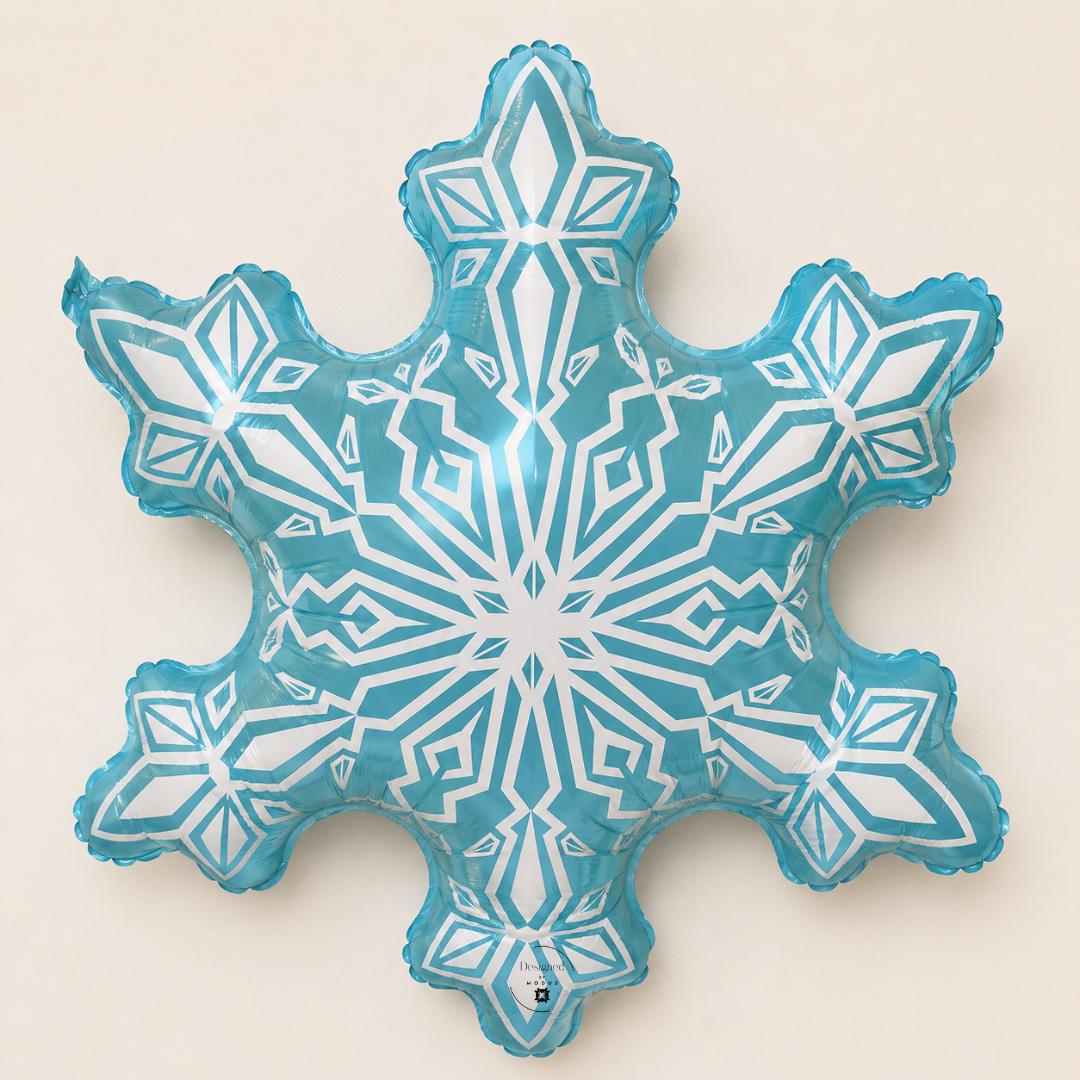 Large Foil Mylar Balloon Snowflake Shape Transparent Blue Design Six Pointed Pattern Winter Wonderland Theme Party Decoration Kids Birthday Celebration Photo Booth Prop Backdrop 29 Inch Size Frozen Party Supplies Blue Balloon Winter Season