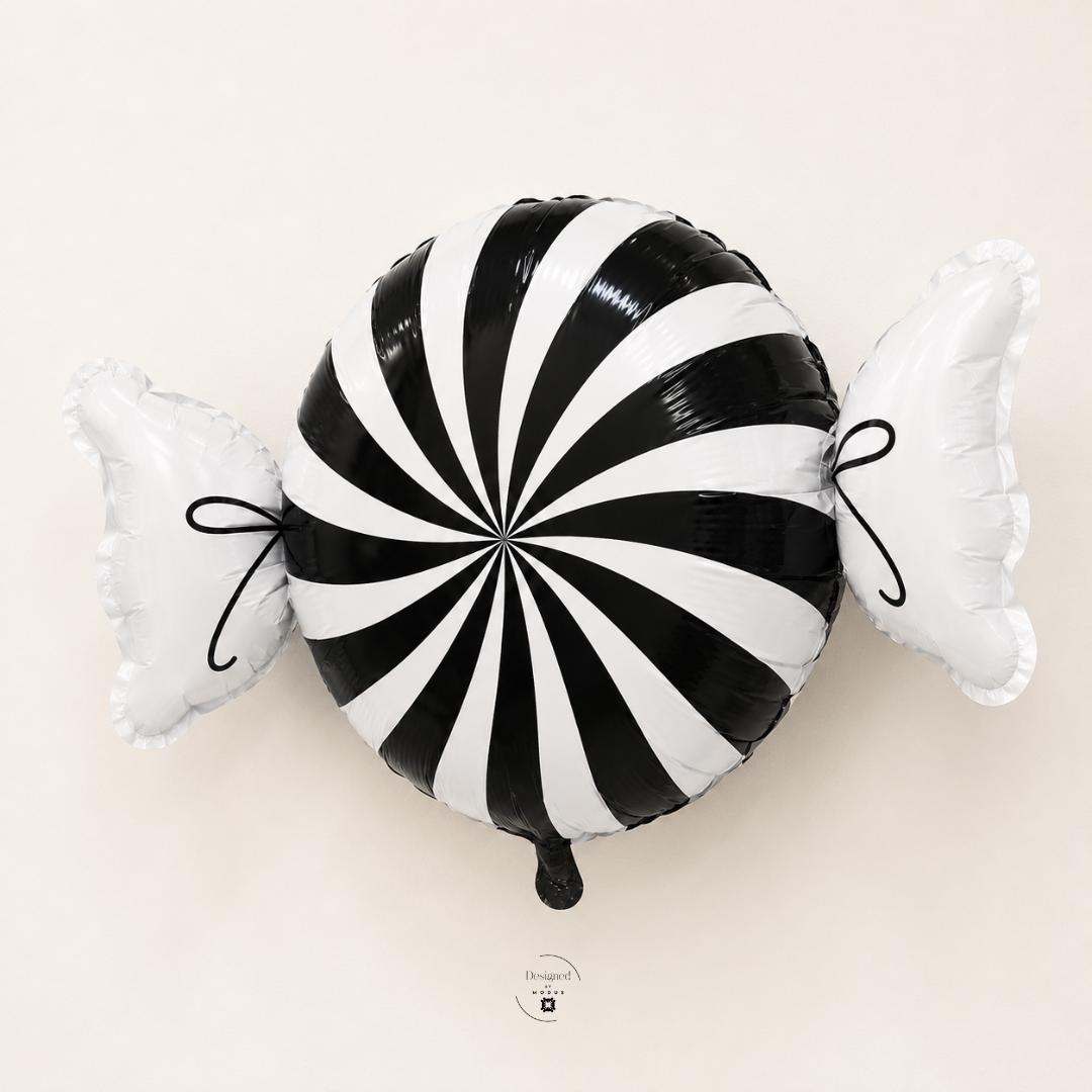 Candy Balloon Centerpiece Peppermint Swirl Design Party Decoration Birthday Sweet Sixteen Halloween Celebration Black White Mylar Foil Inflatable Dessert Table Display Photo Booth Prop Event Styling Essential Candy Theme Party Supply Air