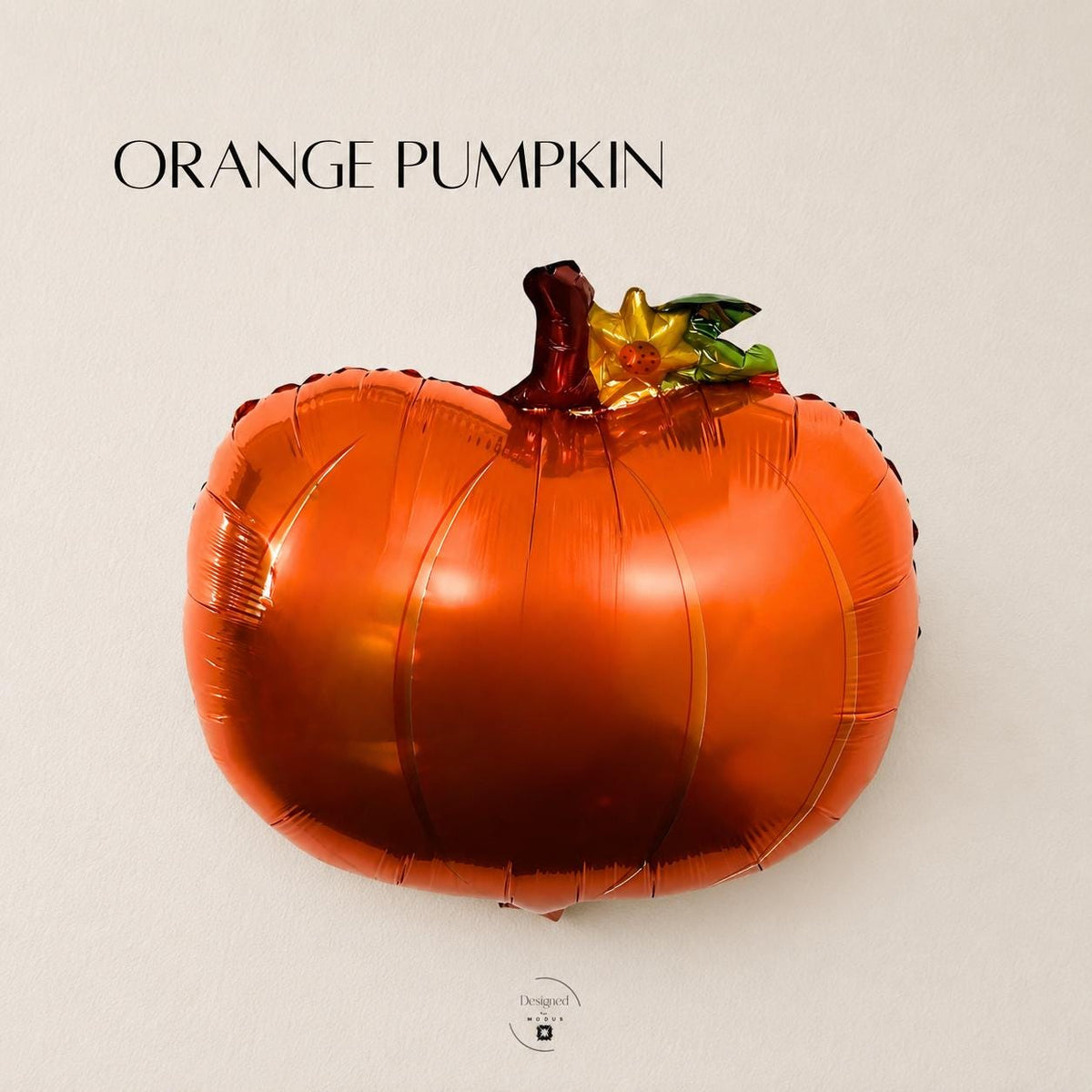 Foil orange pumpkin mylar balloon for autumn party decorations, Thanksgiving backdrops, and fall balloon garlands.
