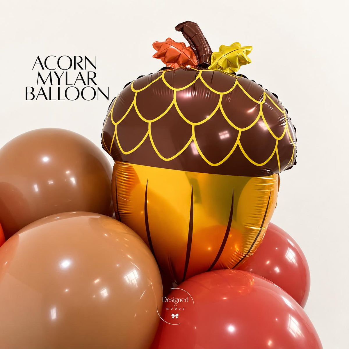 Acorn Balloon Fall Party Decoration Foil Mylar Inflatable Thanksgiving Classroom Display Brown Cap Gold Base Leaf Detail Design Autumn Centerpiece Harvest Celebration Supplies Seasonal Home Decoration November Party Prop Air Fill Balloon