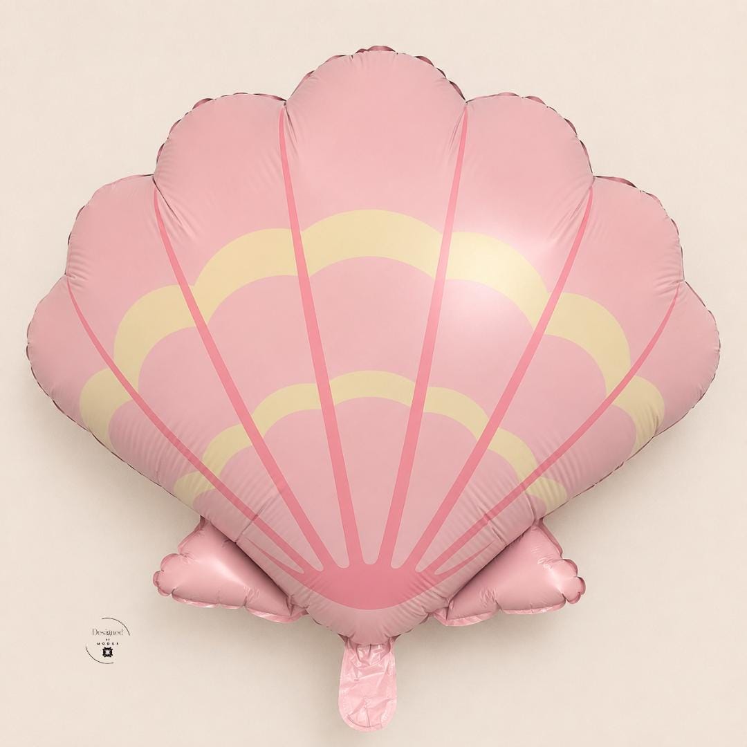 Mermaid Birthday Party Supplies Pink Seashell Foil Balloon 26 Inch Ocean Theme Beach Celebration Kids Party Photo Backdrop Under Sea Baby Shower Gift Scalloped Edge Design Yellow Accent Details Self Sealing Valve Air Inflation Perfect Party