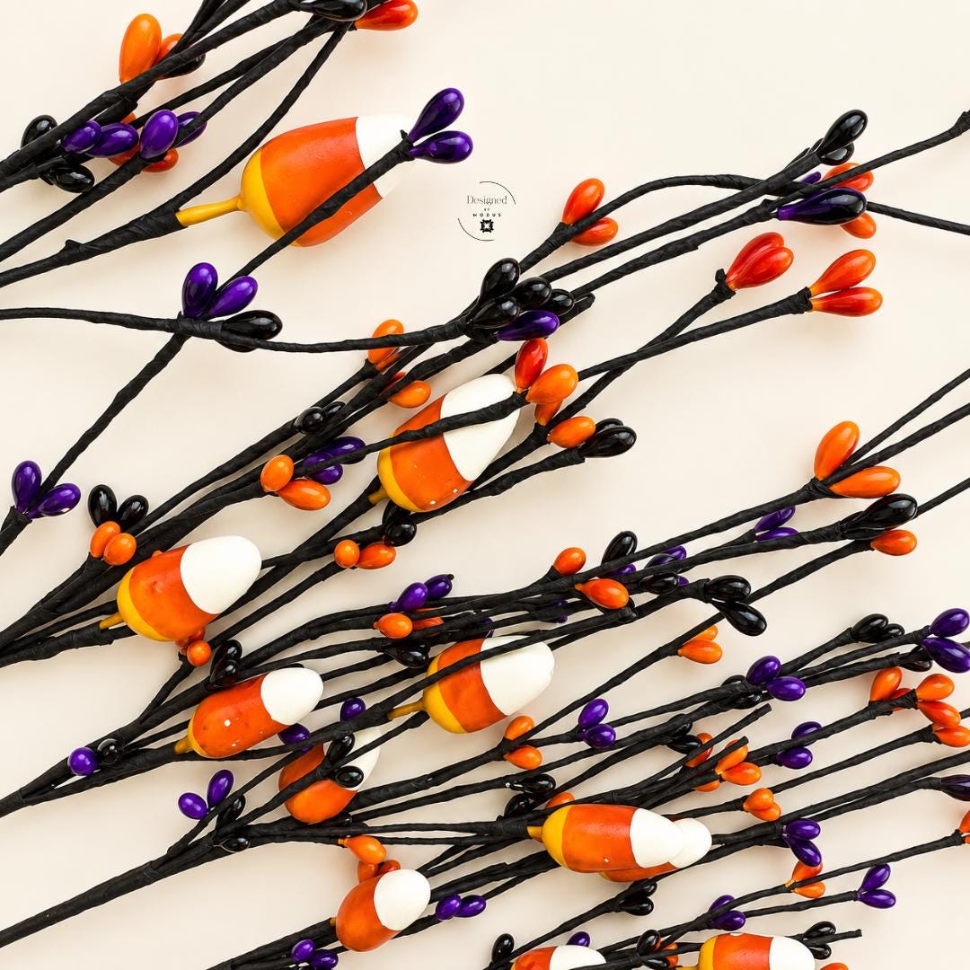 Halloween Wreath Supplies Craft Materials Floral Stem Black Wire Festive Piece Fall Centerpiece Party Display Seasonal Arrangement Candy