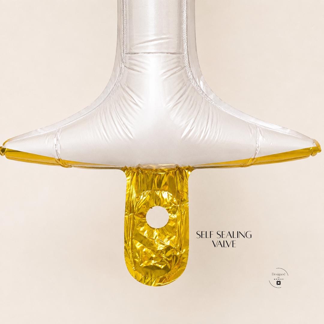 Mylar Foil Balloon Standing Champagne Glass Design Perfect Wedding Centerpiece Display Beautiful Reception Table Styling Elegant Bridal Shower Gift Gold Cheers Celebration Prop 33 Inch Tall Standing Base Birthday Party Supply Anniversary