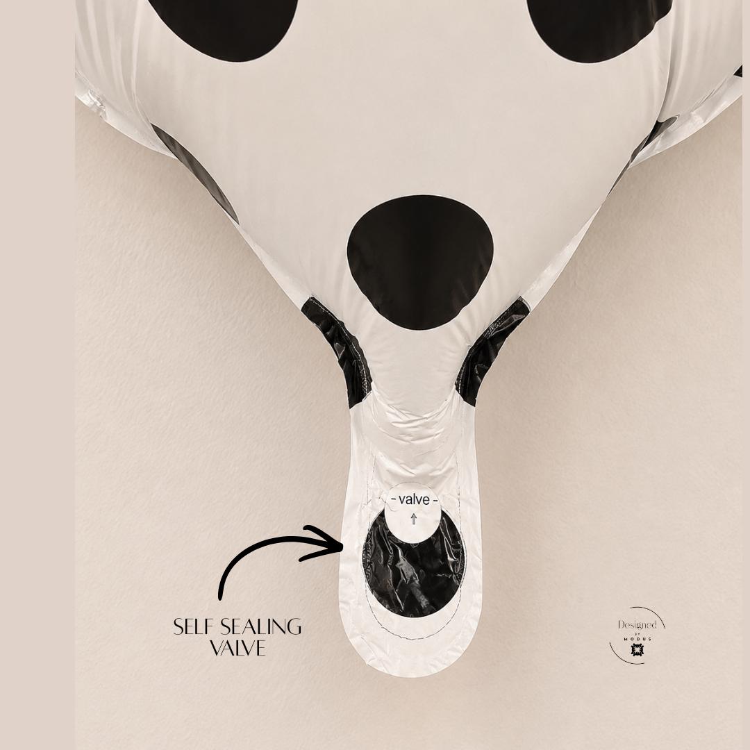 Celebration Supply Heart Foil Balloon Metallic Mylar Design Polka Dot Pattern White Black Theme Valentine Romantic Gift Wedding Anniversary Baby Shower Bridal Party Birthday Centerpiece Helium Inflatable Decoration Eighteen Inch Size Event