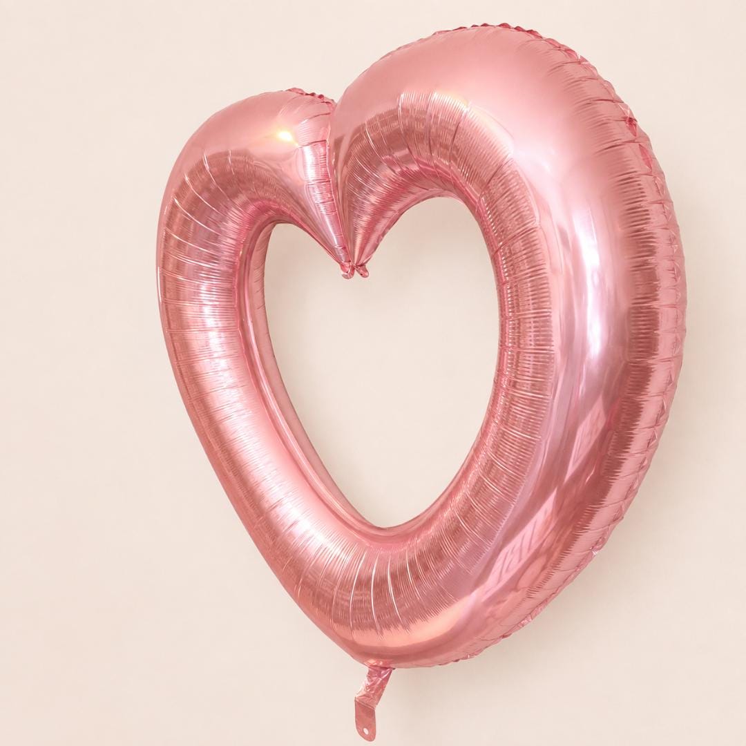 Pink Balloon Heart Outline Wedding Centerpiece Bridal Shower Anniversary Celebration Valentine Party Engagement Backdrop Photo Prop
