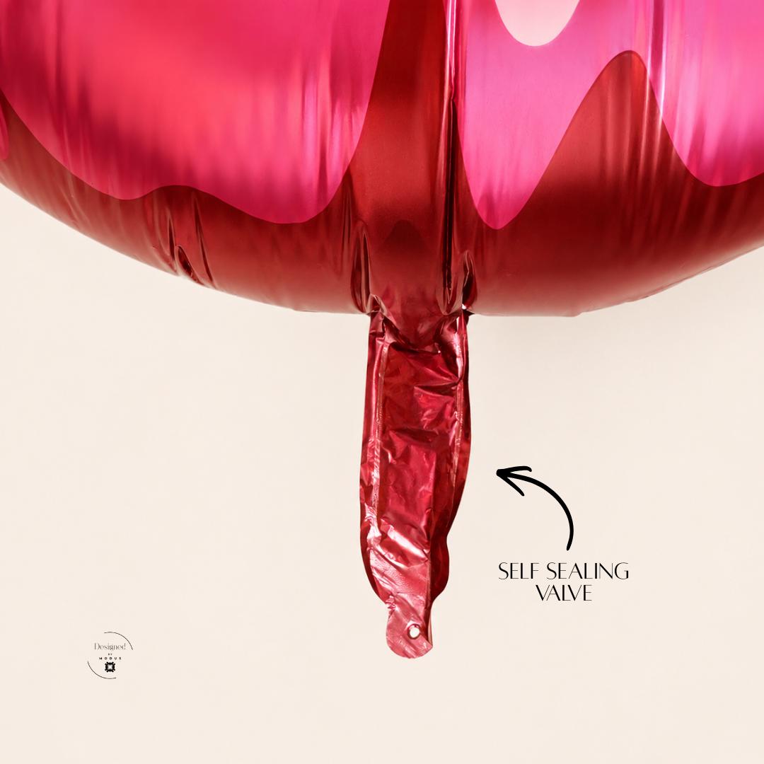 Oversized Kiss Balloon Giant Lip Design Valentine Party Photo Prop Pink Red Glossy Finish Mylar Foil Bachelorette Bridal Shower Birthday Centerpiece Shiny Reflective Balloon Anniversary Celebration Party Supply Dimensional Puckered Details