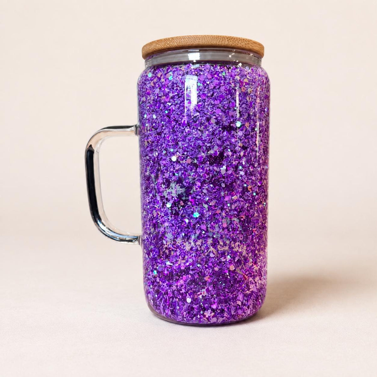 Purple Glitter Confetti Tumbler with Bamboo Lid & Straw