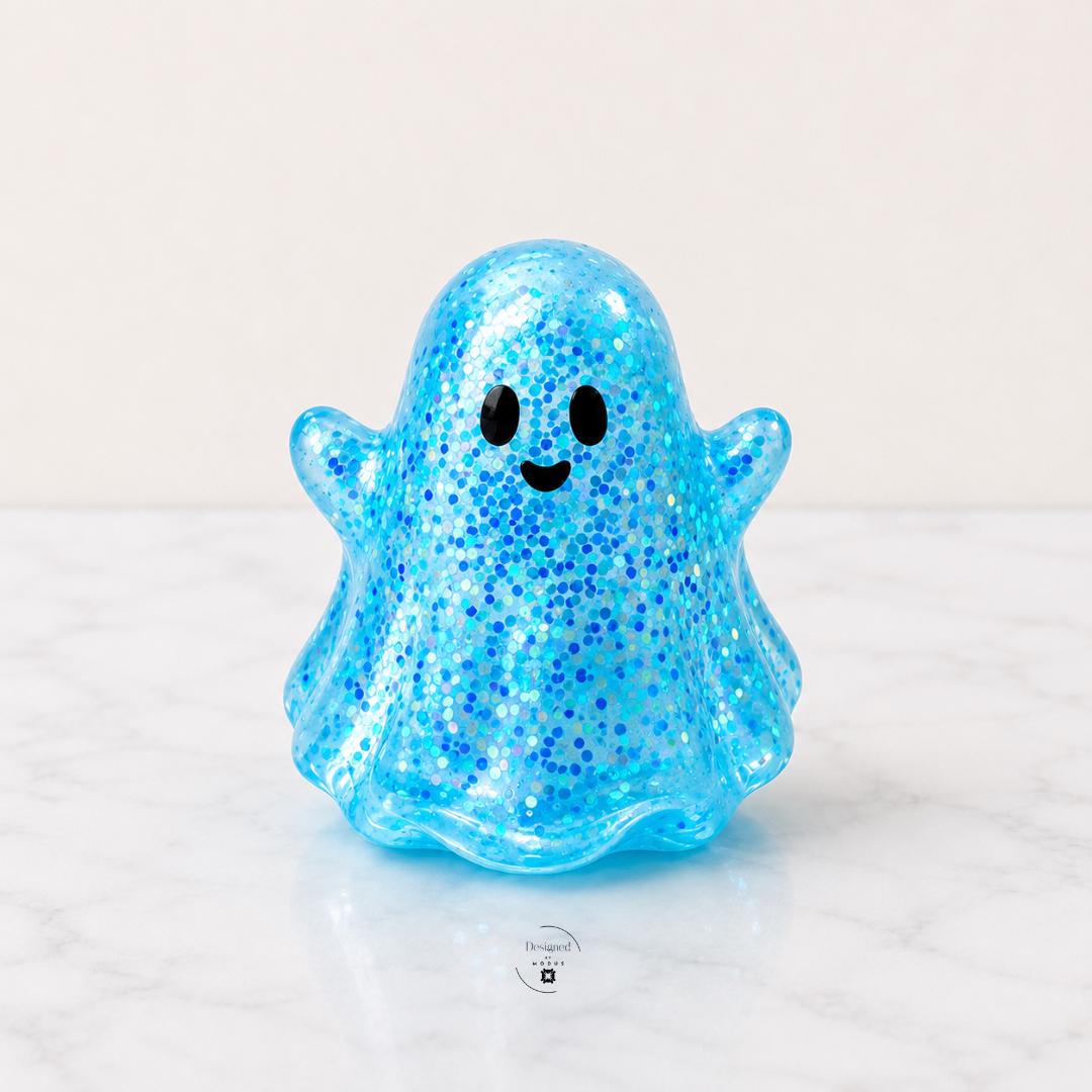 Glitter Filled Squishy Halloween Character Set Pumpkin Ghost Bat Design Translucent Rubber Toy Kid Friendly Party Favor Sensory Fidget Item Non Toxic Certified Safe Colorful Blue Green Pink Options Perfect Classroom Gift Goodie Bag Filler