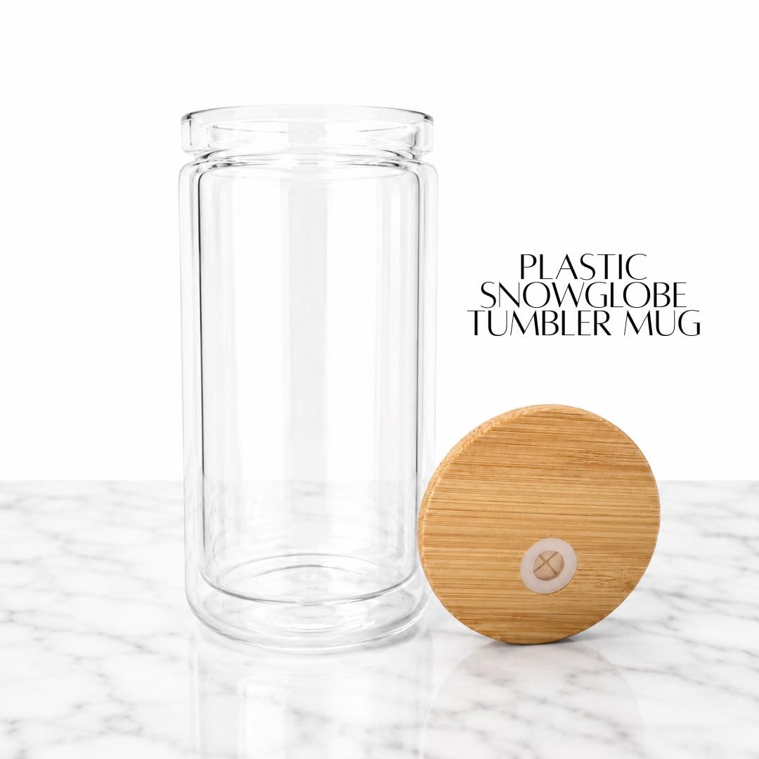 Snow Globe Cup Design DIY Tumbler Kit Kawaii Decorative Wrap Glitter Bottle Custom Drinkware Bamboo Lid Glass Gift Birthday Present Women Friend Craft Project Personalized Creation Handmade Activity Reusable Straw Unique Design Choice Pink