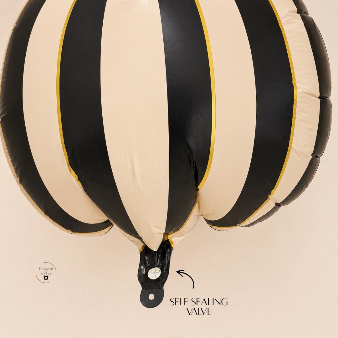 Striped Pumpkin Balloon Black Ivory Gold Halloween Decor Mylar Foil Balloon Fall Party Pumpkin Patch Birthday Thanksgiving Decoration 18 x 18 Inch