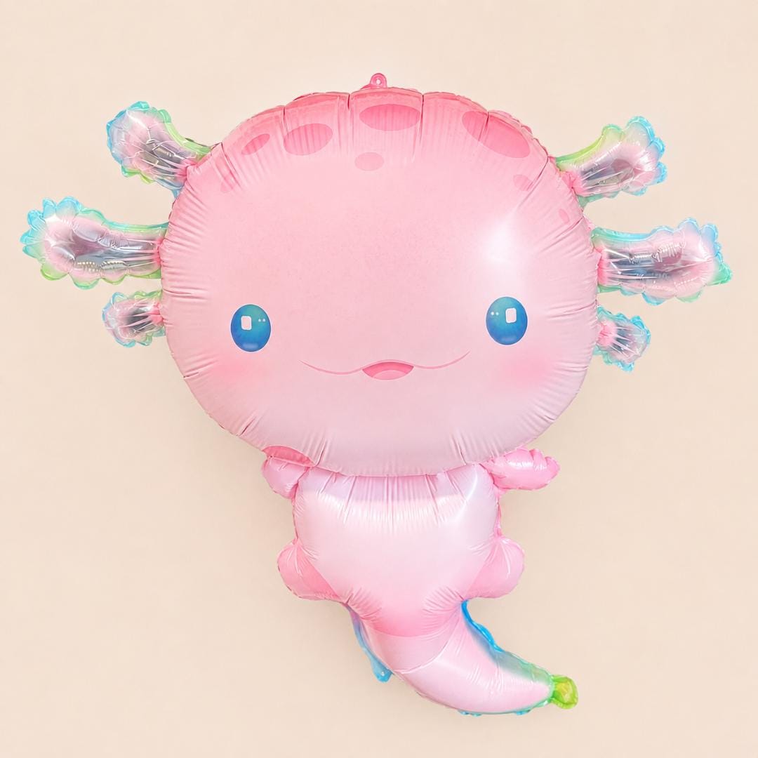 Pink Axolotl Mylar Balloon Giant Birthday Party Decoration Cute Axolotl Kids Party Under the Sea Ocean Theme Kawaii Decor Inch Balloon